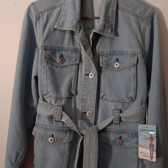 Denim belted jacket NWT - Picture 2 of 3